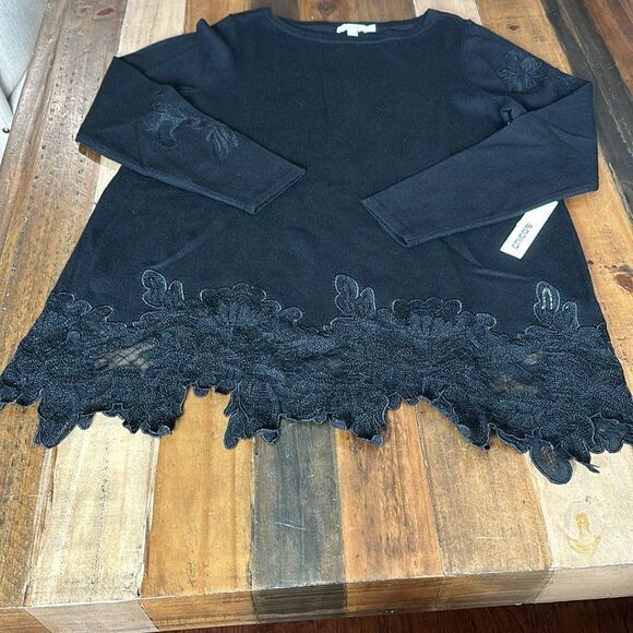 Chico’s Sz 1 Cashmere Lace pullover Sweater - Picture 2 of 12